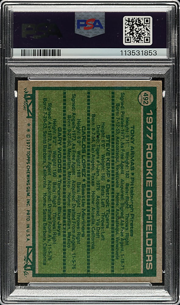 Signed 1977 Topps #492 Tony Armas PSA VG-EX 4 with GEM MINT 10 Signature