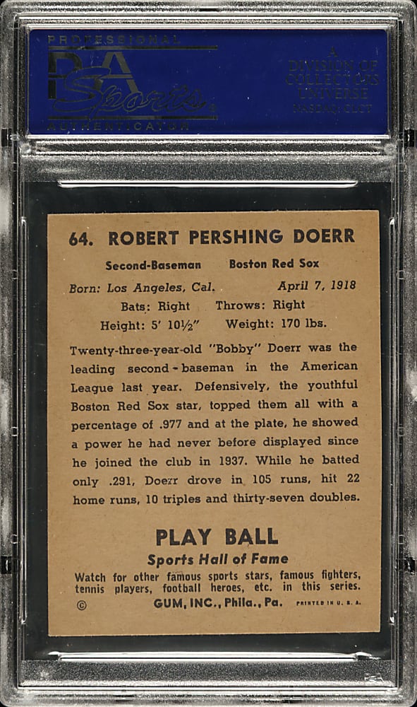 1941 R336 Play Ball #64 Bobby Doerr PSA NM 7