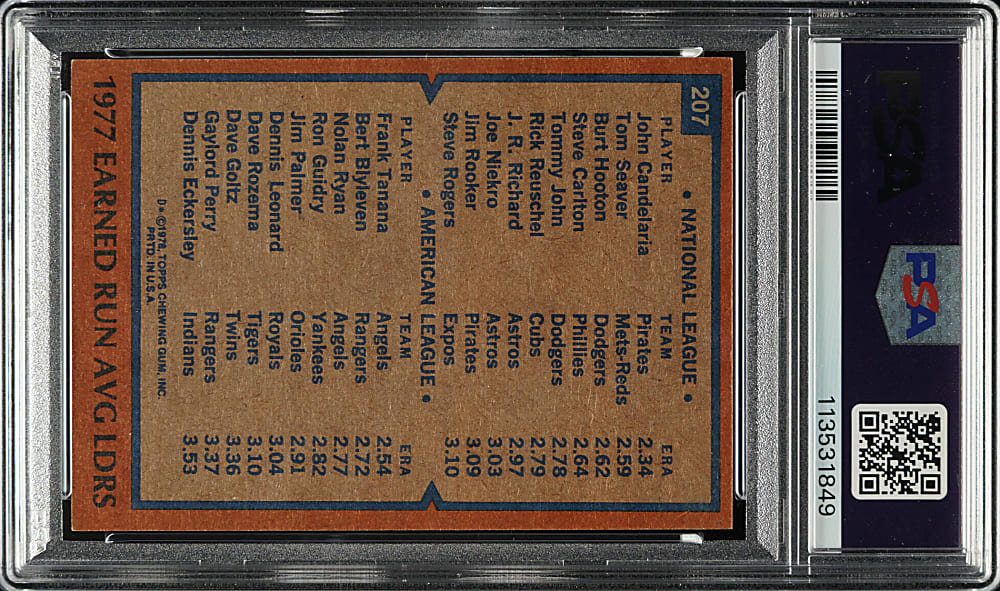 Signed 1978 Topps #207 ERA Average Leaders with John Candelaria and Frank Tanana PSA EX-MT 6 with GEM MINT 10 Signatures