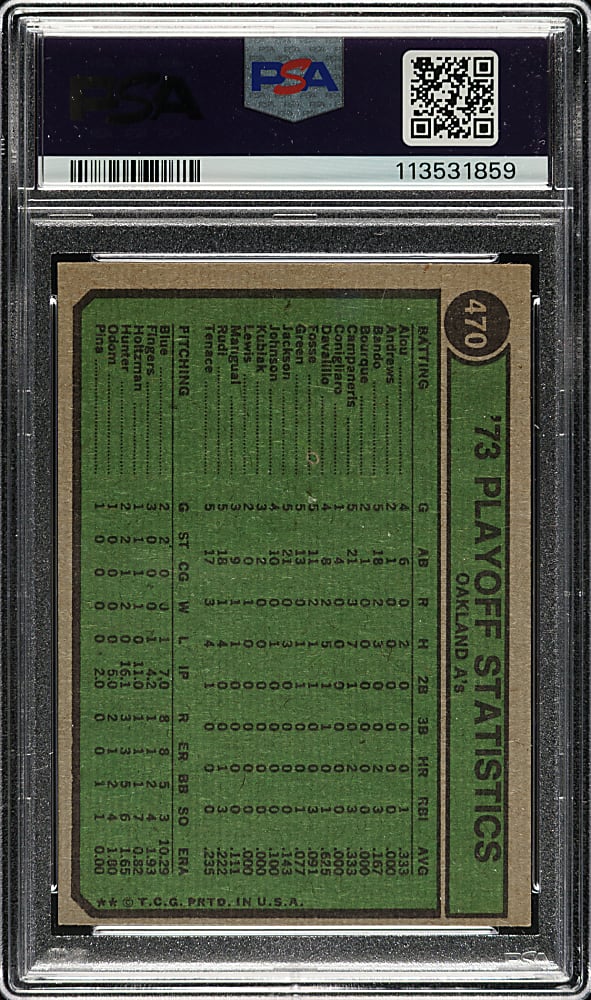 Signed 1974 Topps #130 Reggie Jackson PSA EX-MT 6 with GEM MINT 10 Signature