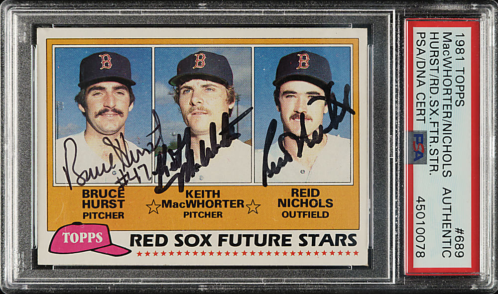 Signed 1981 Topps #689 Bruce Hurst, Keith MacWhorter and Reid Nichols - PSA/DNA