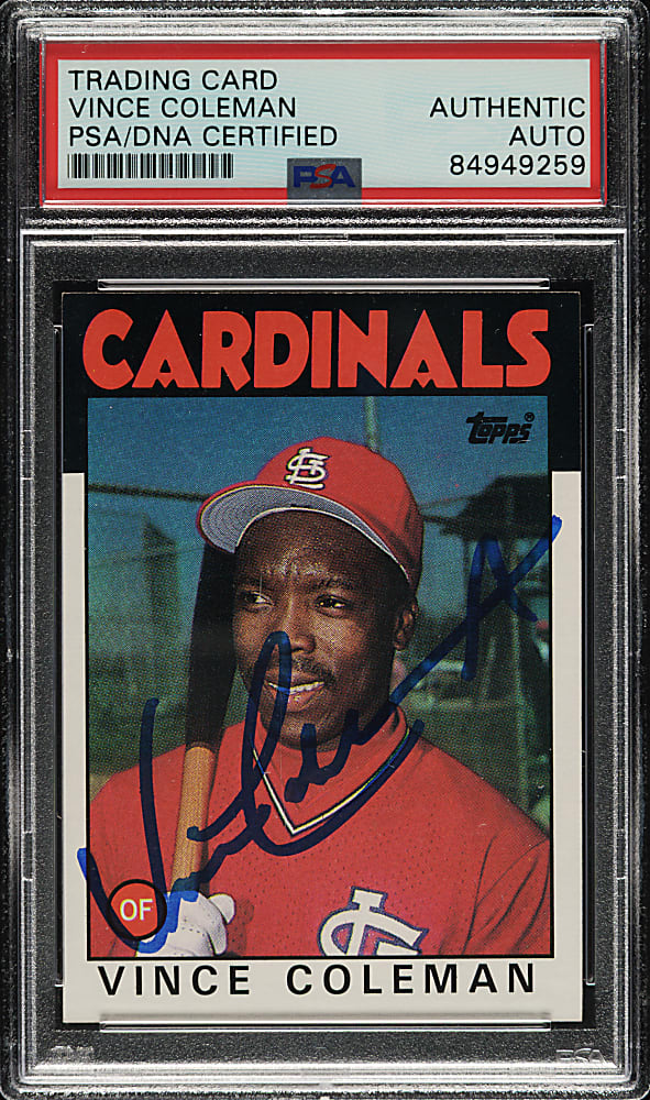 Signed 1986 Topps #370 Vince Coleman - PSA/DNA