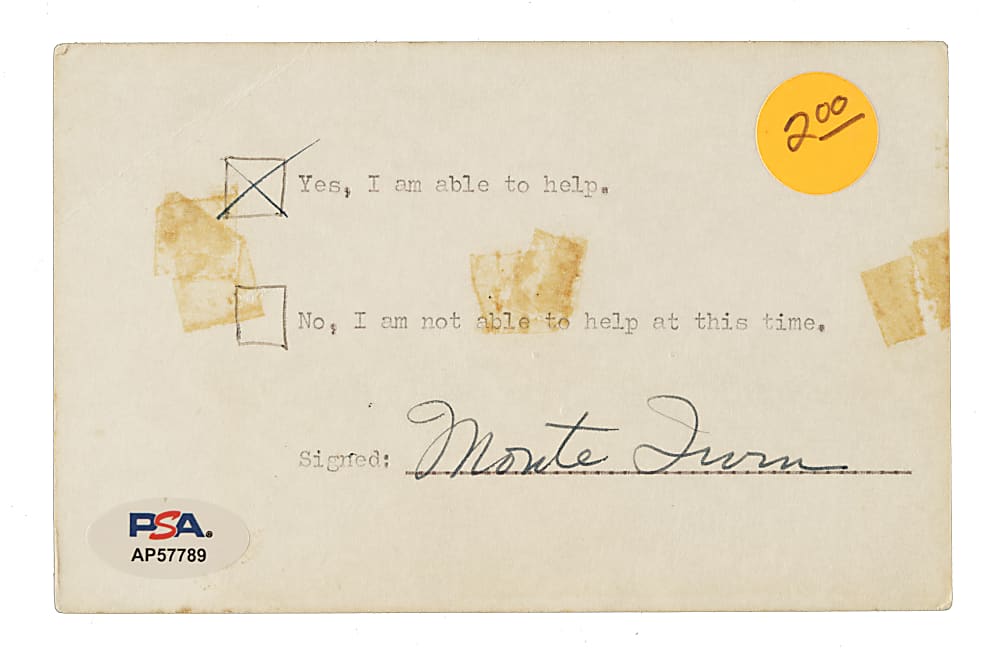 Monte Irvin Cut Signature - PSA/DNA