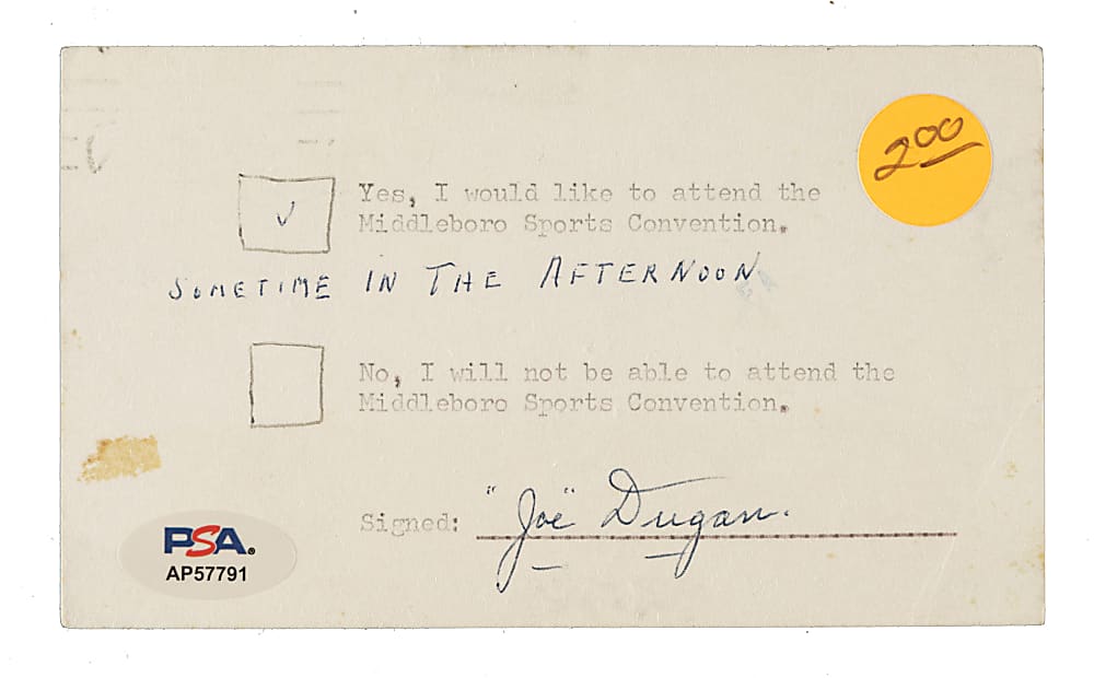 1978 Joe Dugan Cut Signature - PSA/DNA