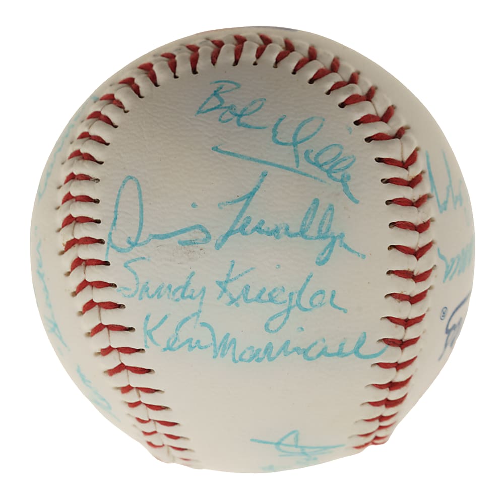 Multi-Signed Baseball with 13 Signatures Including Ralph Branca and Dennis Lewallyn - PSA/DNA