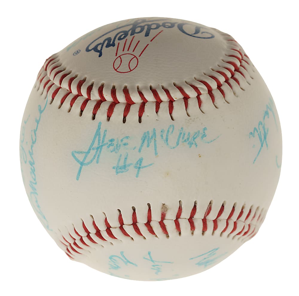 Multi-Signed Baseball with 13 Signatures Including Ralph Branca and Dennis Lewallyn - PSA/DNA
