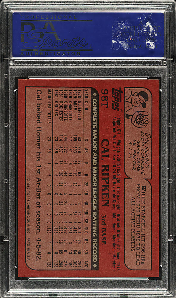 1982 Topps Traded #98T Cal Ripken Jr. Rookie PSA MINT 9