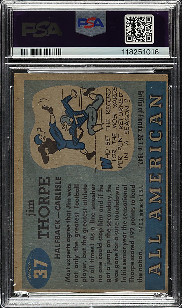 1955 Topps All-American Football #37 Jim Thorpe PSA VG-EX 4
