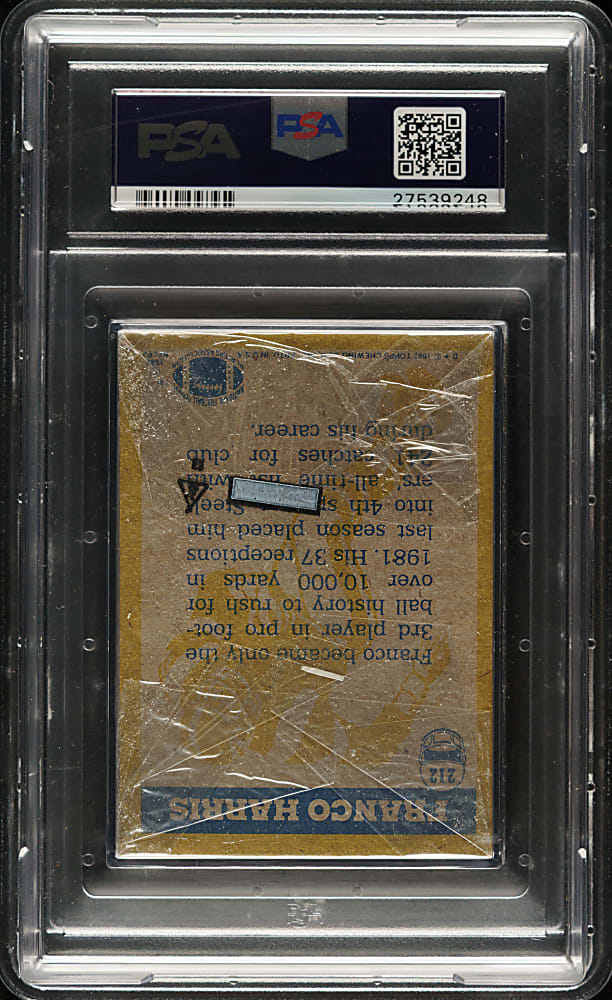 1982 Topps Football Unopened Cello Pack PSA GEM MINT 10 - Franco Harris on Back