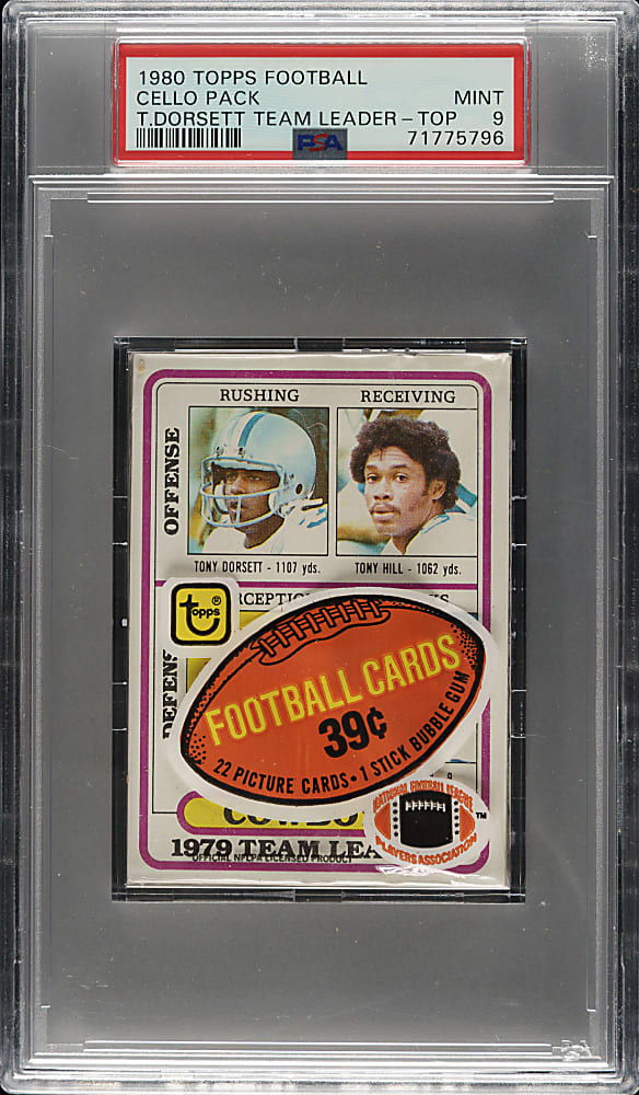 1980 Topps Football Unopened Cello Pack PSA GEM MINT 10 - Tony Dorsett on Top