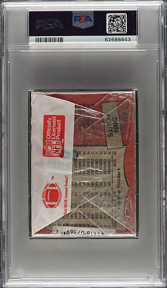 1987 Topps Football Unopened Cello Pack PSA MINT 9 - Joe Montana on Top and Dan Fouts on Back