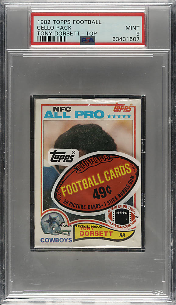 1982 Topps Football Unopened Cello Pack MINT 9 - Tony Dorsett on Top