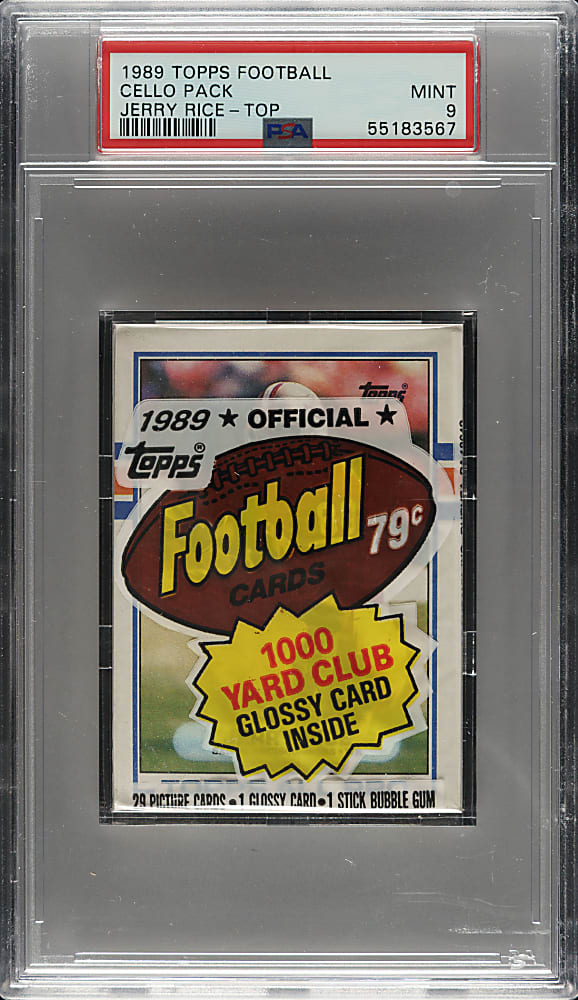 1989 Topps Football Unopened Cello Pack MINT 9 - Jerry Rice on Top