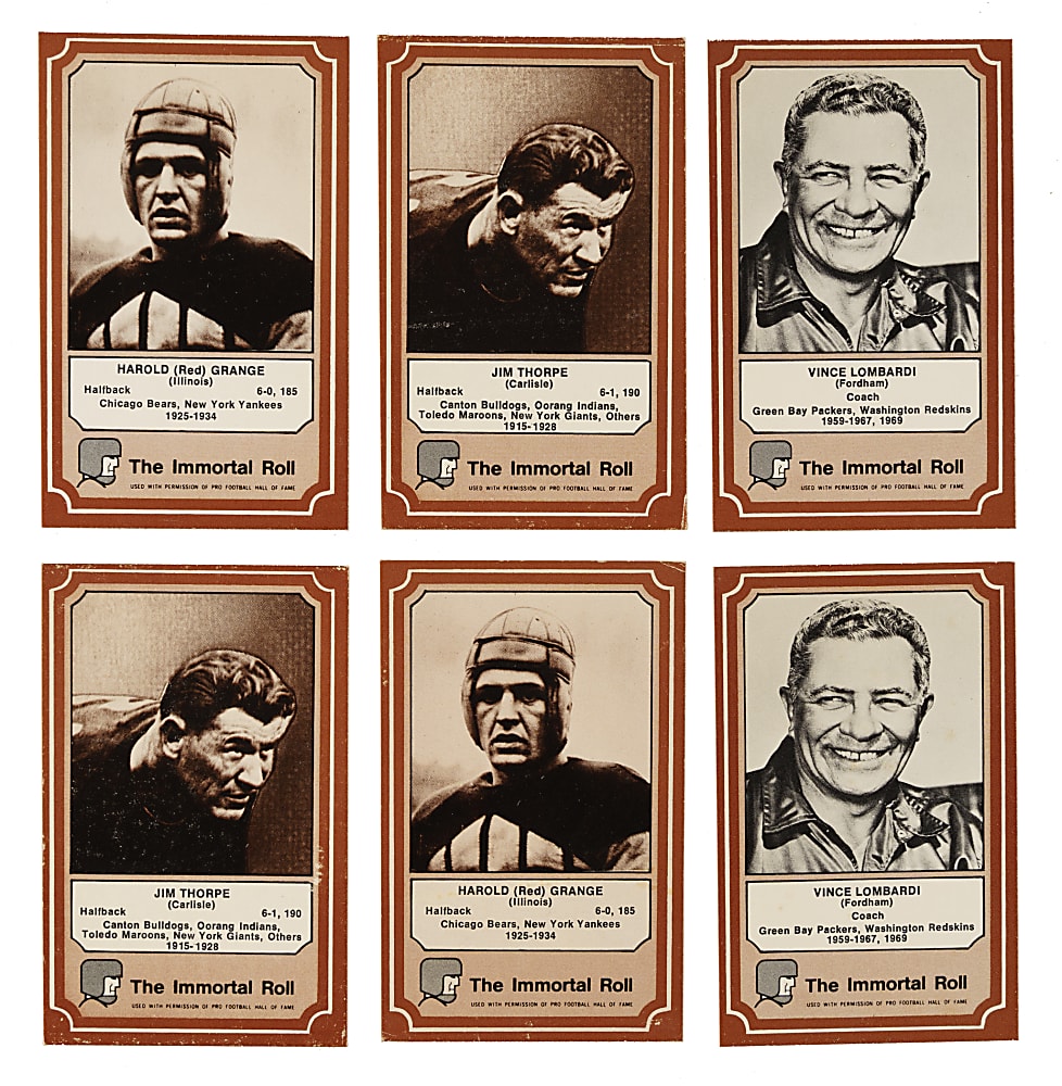 1975 Fleer Immortals Football Complete and Near-Complete Set Trio (3 Sets, 250 Cards)