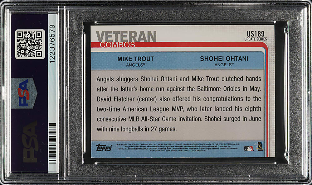 2019 Topps On-Demand Mini #US189 Pacific Power with Shohei Ohtani and Mike Trout Platinum #1/1 PSA NM-MT 8
