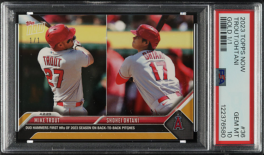 2023 Topps Mini #36 Mike Trout and Shohei Ohtani Gold #1/1 PSA GEM MINT 10
