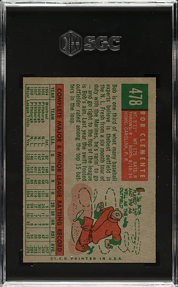1959 Topps #478 Roberto Clemente SGC EX/NM 6