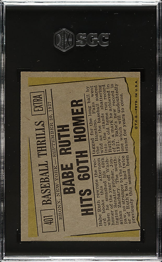 1961 Topps #401 Babe Ruth Hits 60th Homer SGC NM+ 7.5