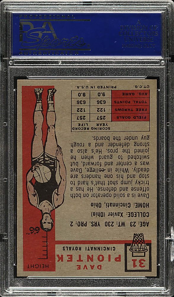 1957-1958 Topps Basketball #31 Dave Piontek PSA NM 7