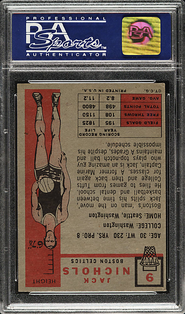 1957-1958 Topps Basketball #9 Jack Nichols PSA NM 7