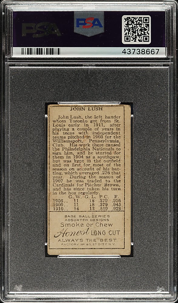 1911 T205 Gold Border John Lush PSA VG+ 3.5