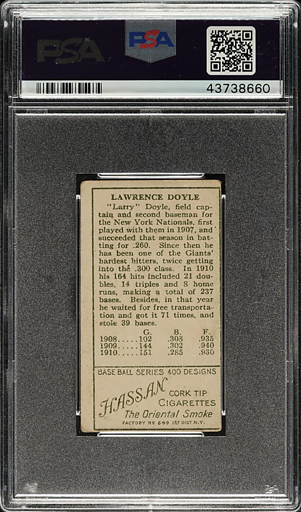 1911 T205 Gold Border Larry Doyle PSA VG+ 3.5