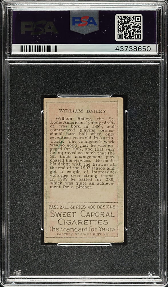 1911 T205 Gold Border Bill Bailey PSA VG+ 3.5