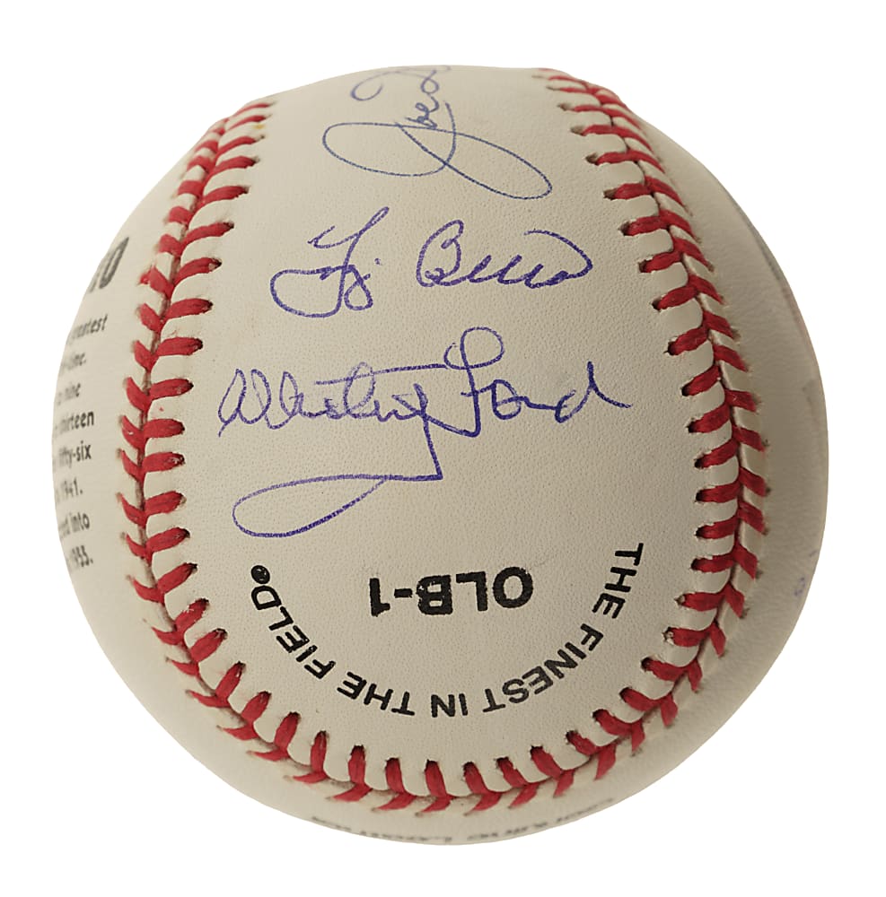 Joe DiMaggio, Yogi Berra, Whitey Ford, and Phil Rizzuto Multi-Signed Limited-Edition Portrait Baseball