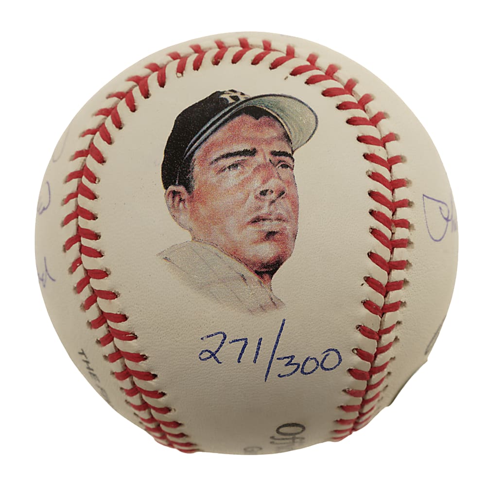 Joe DiMaggio, Yogi Berra, Whitey Ford, and Phil Rizzuto Multi-Signed Limited-Edition Portrait Baseball