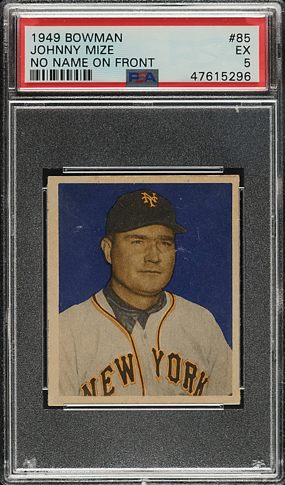 1949 Bowman #85 Johnny Mize No Name on Front PSA EX 5