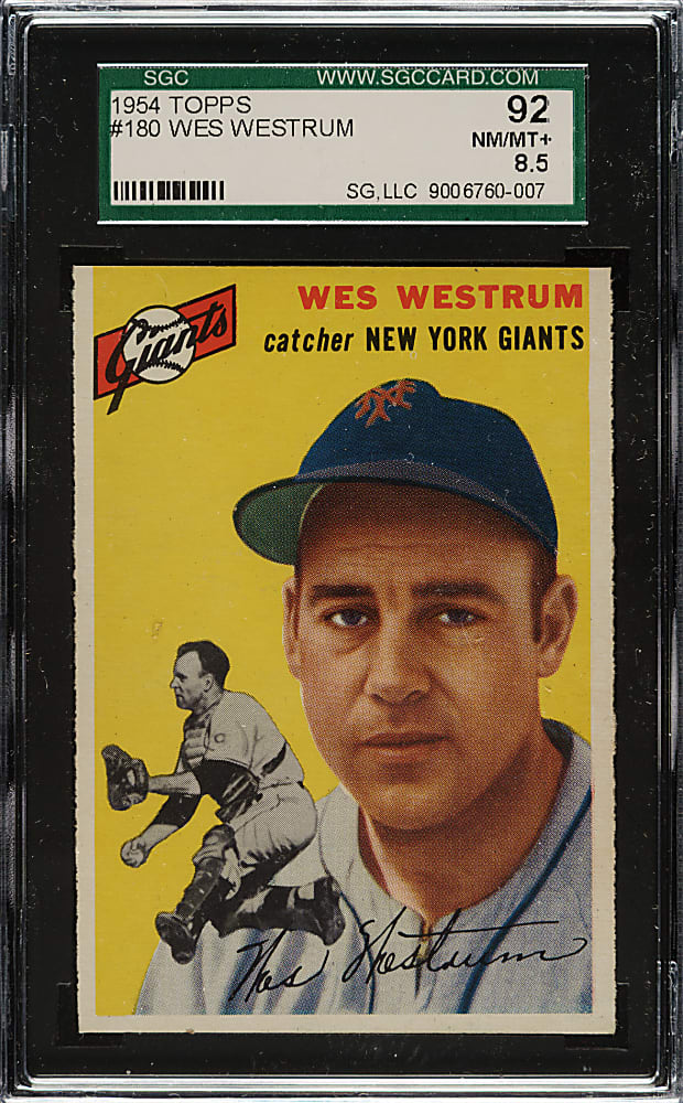 1954 Topps #180 Wes Westrum SGC NM/MT+ 92 - Highest Graded!