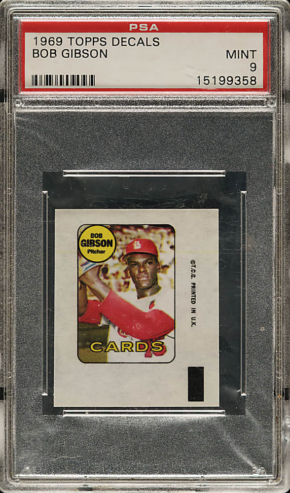 1969 Topps Decals Bob Gibson PSA MINT 9
