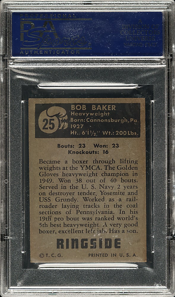 1951 Topps Ringside Boxing #25 Bob Baker PSA NM-MT 8