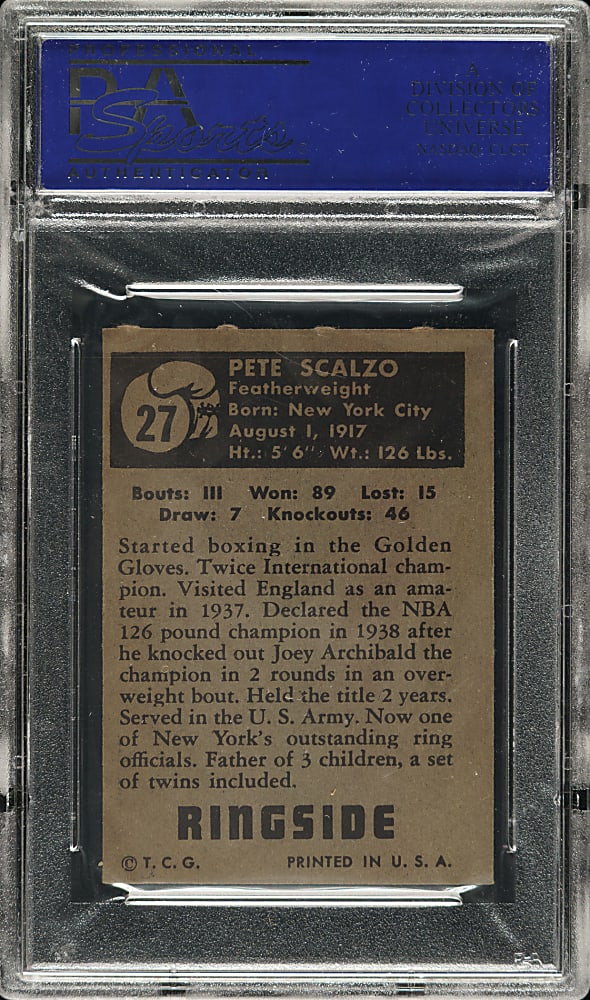 1951 Topps Ringside Boxing #27 Petey Scalzo PSA NM-MT 8