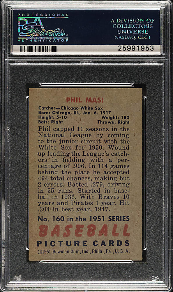 1951 Bowman #160 Phil Masi PSA NM-MT 8