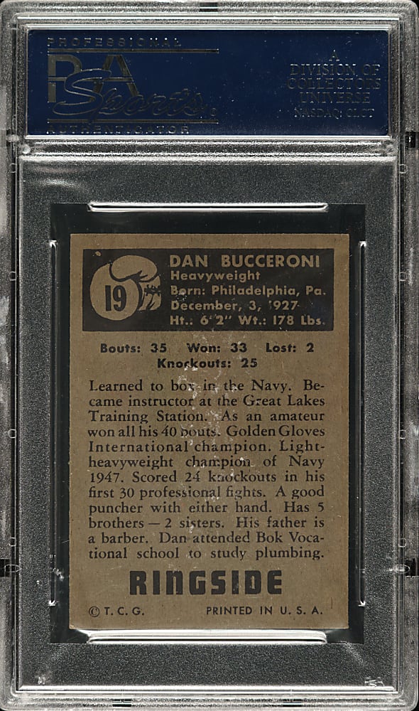 1951 Topps Ringside Boxing #19 Dan Bucceroni PSA NM+ 7.5