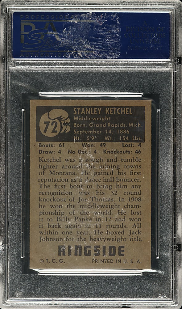 1951 Topps Ringside Boxing #72 Stanley Ketchel PSA NM+ 7.5