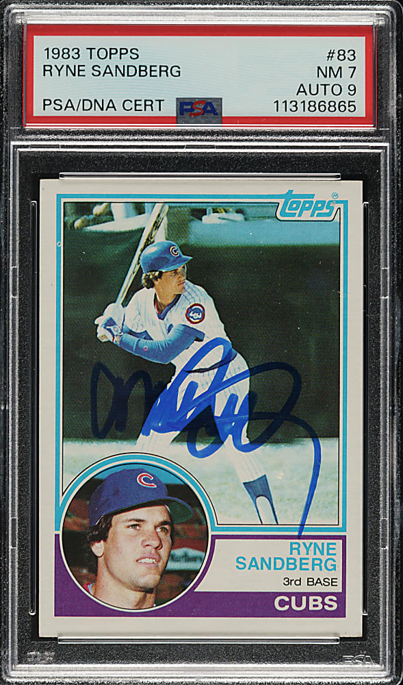 Signed 1983 Topps #83 Ryne Sandberg Rookie PSA NM 7 with MINT 9 Signature