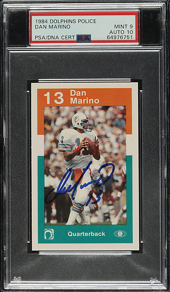 Signed 1984 Dolphins Police Football Dan Marino PSA MINT 9 with GEM MINT 10 Signature