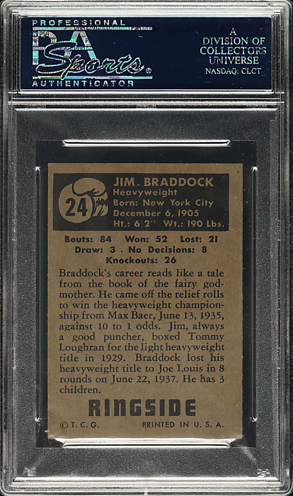 1951 Topps Ringside Boxing #24 James Braddock PSA NM 7