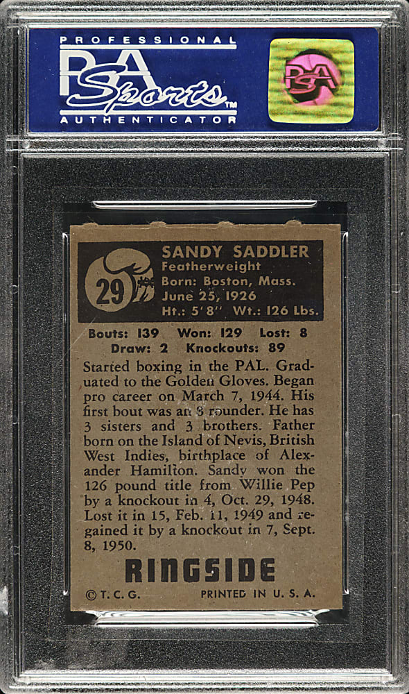 1951 Topps Ringside Boxing #29 Sandy Saddler PSA NM 7