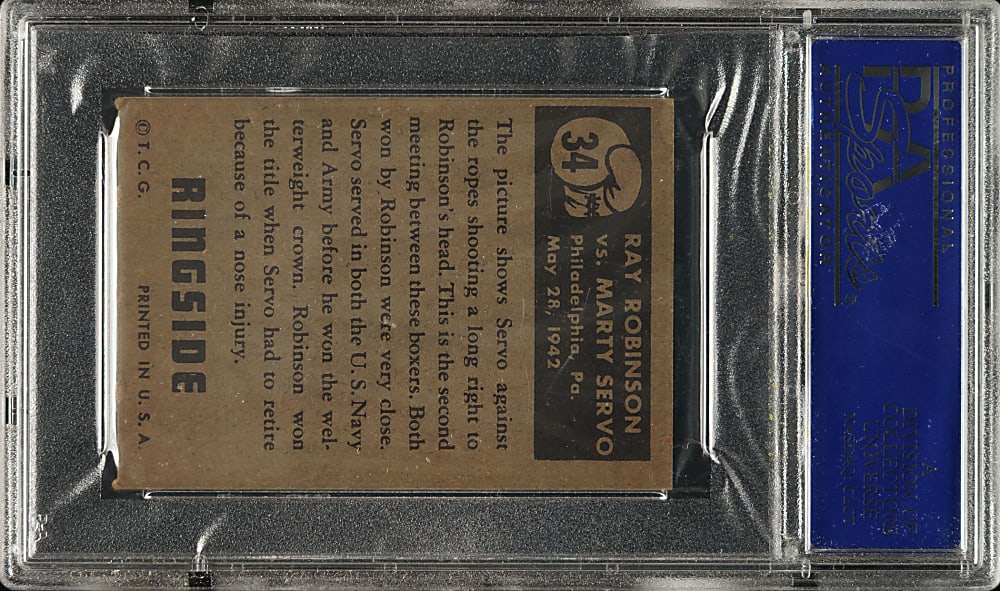 1951 Topps Ringside Boxing #34 Ray Robinson vs. Marty Servo PSA NM 7