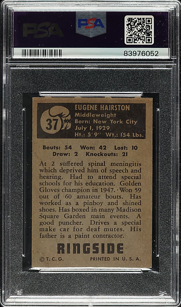 1951 Topps Ringside Boxing #37 Eugene Hairston PSA NM 7