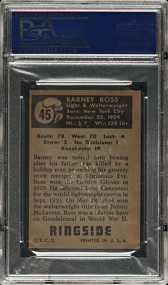 1951 Topps Ringside Boxing #45 Barney Ross PSA NM 7