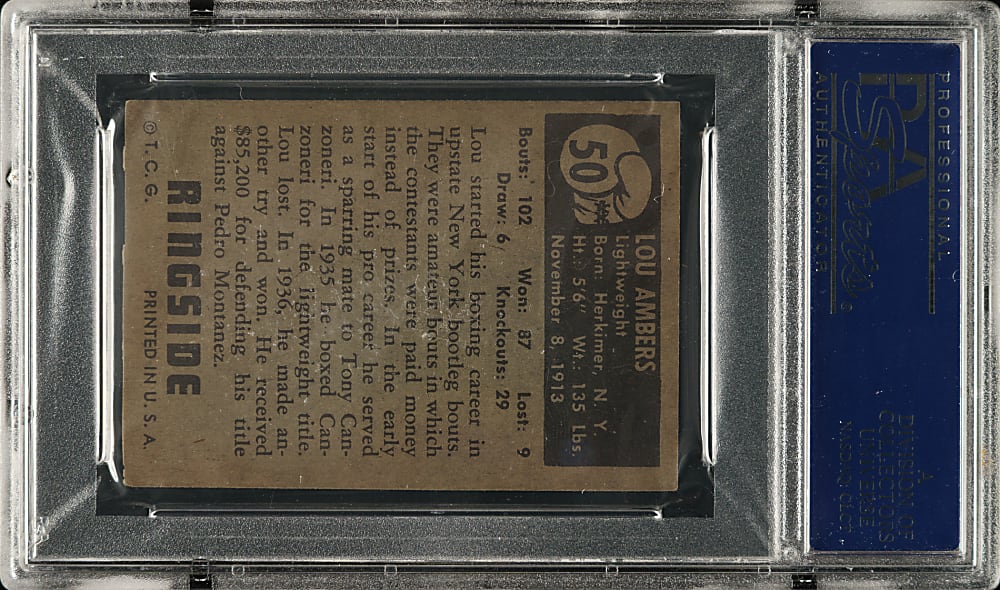 1951 Topps Ringside Boxing #50 Lou Ambers PSA NM 7