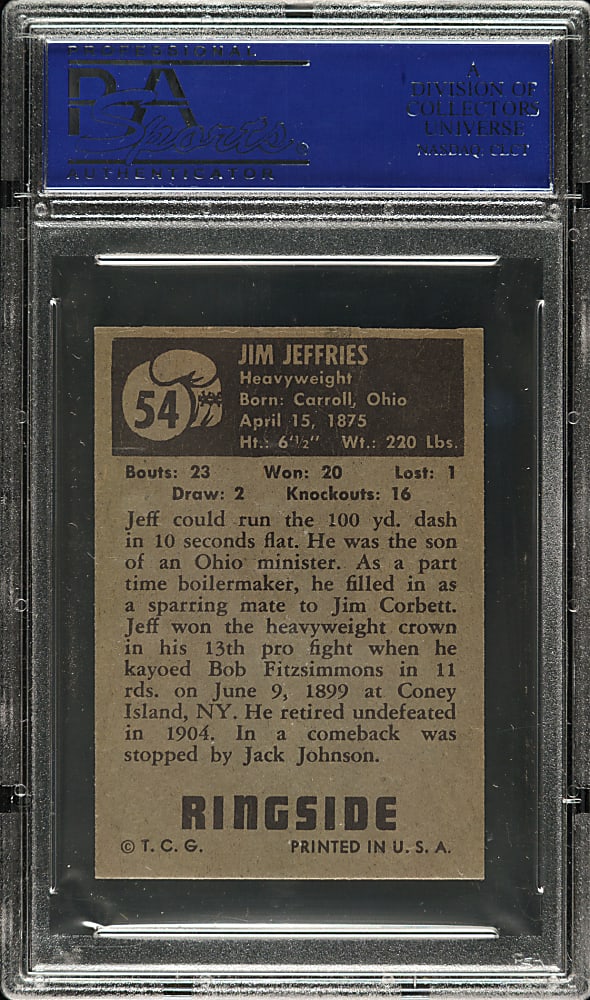 1951 Topps Ringside Boxing #54 Jim Jeffries PSA NM 7