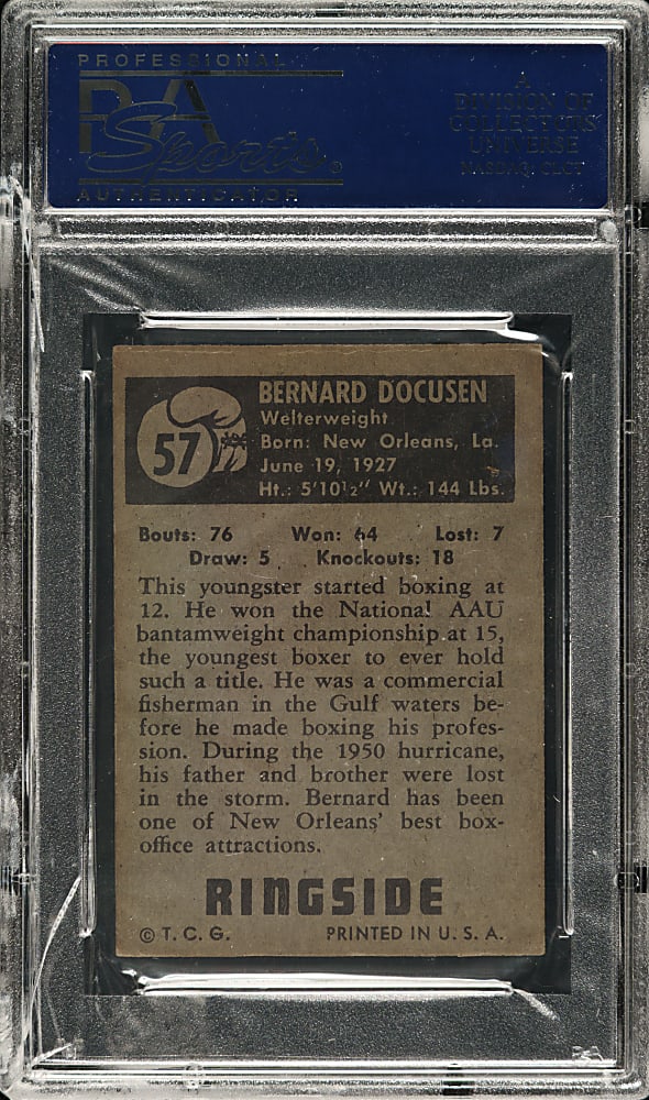 1951 Topps Ringside Boxing #57 Bernard Docusen PSA NM 7