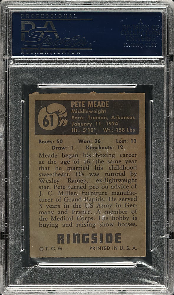 1951 Topps Ringside Boxing #61 Pete Mead PSA NM 7