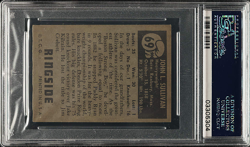 1951 Topps Ringside Boxing #69 John L. Sullivan PSA NM 7