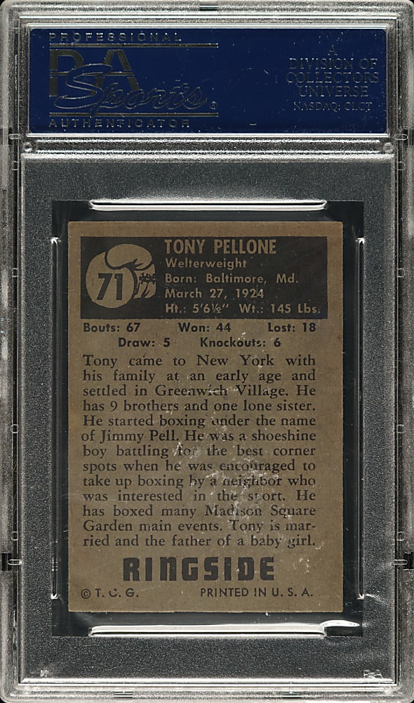 1951 Topps Ringside Boxing #71 Tony Pellone PSA NM 7